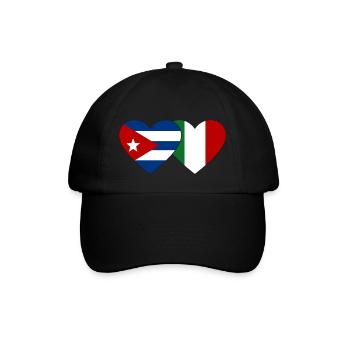 Cuba Italy Flag Heart - Baseball Cap - black/black - Front