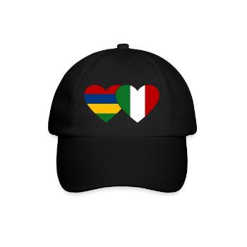Mauritius Italy Flag Heart - Baseball Cap - black/black - Front