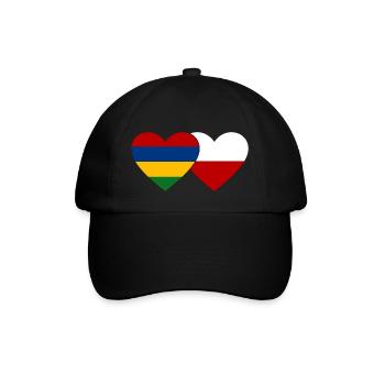 Mauritius Polen Flagge Herz - Baseballkappe - Schwarz/Schwarz - Vorne
