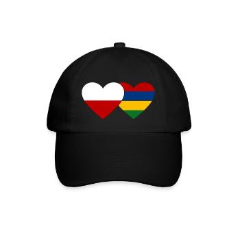 Polen Mauritius Flagge Herz - Baseballkappe - Schwarz/Schwarz - Vorne