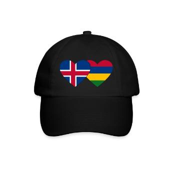 Island Mauritius Flagge Herz - Baseballkappe - Schwarz/Schwarz - Vorne