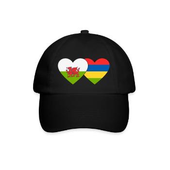 Wales Mauritius Flag Heart - Baseball Cap - black/black - Front