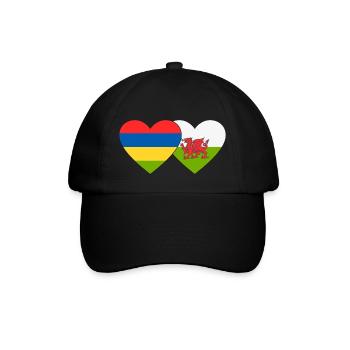 Mauritius Wales Flag Heart - Baseball Cap - black/black - Front