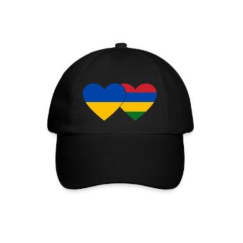 Ukraine Mauritius Flag Heart - Baseball Cap - black/black - Front
