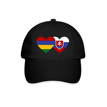 Mauritius Slovakia Flag Heart - Baseball Cap - black/black - Front