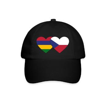 Mauritius Tschechien Flagge Herz - Baseballkappe - Schwarz/Schwarz - Vorne