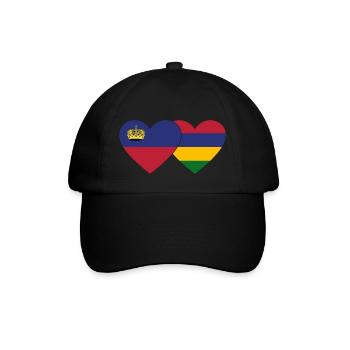 Liechtenstein Mauritius Flagge Herz - Baseballkappe - Schwarz/Schwarz - Vorne