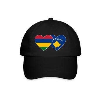 Mauritius Bosnia Flag Heart - Baseball Cap - black/black - Front