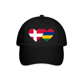 Dänemark Mauritius Flagge Herz - Baseballkappe - Schwarz/Schwarz - Vorne