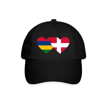Mauritius Dänemark Flagge Herz - Baseballkappe - Schwarz/Schwarz - Vorne