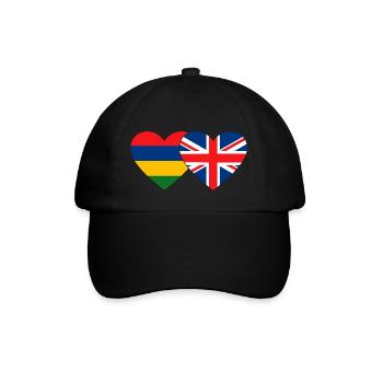 Mauritius England Flagge Herz - Baseballkappe - Schwarz/Schwarz - Vorne