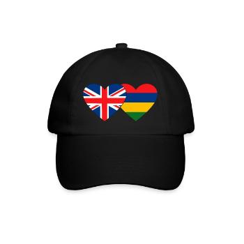 England Mauritius Flagge Herz - Baseballkappe - Schwarz/Schwarz - Vorne