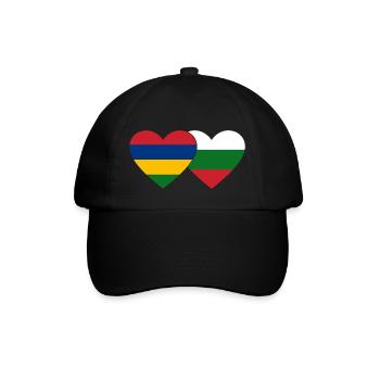Mauritius Bulgaria Flag Heart - Baseball Cap - black/black - Front