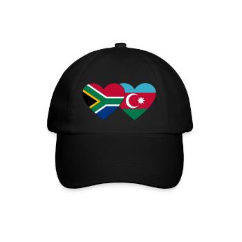 Südafrika Aserbaidschan Flagge Herz - Baseballkappe - Schwarz/Schwarz - Vorne