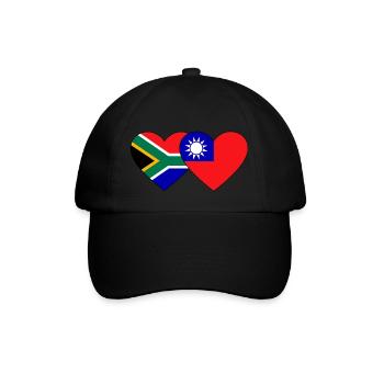 Südafrika Taiwan Flagge Herz - Baseballkappe - Schwarz/Schwarz - Vorne