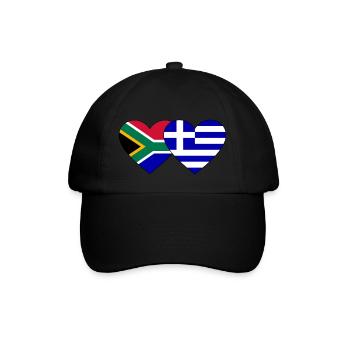 Südafrika Griechenland Flagge Herz - Baseballkappe - Schwarz/Schwarz - Vorne