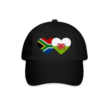 Afrique du Sud Pays de Galles Flag Heart - Casquette classique - noir/noir - Devant