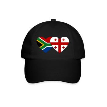 Südafrika georgien Flagge Herz - Baseballkappe - Schwarz/Schwarz - Vorne