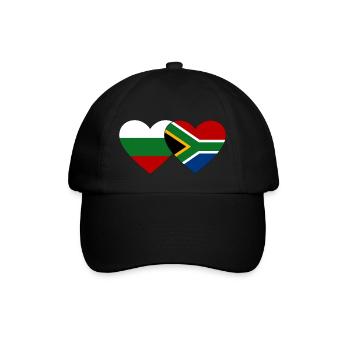 Bulgarien Südafrika Flagge Herz - Baseballkappe - Schwarz/Schwarz - Vorne
