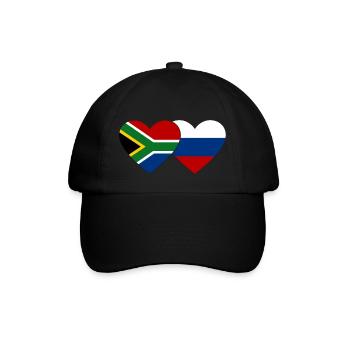 Südafrika Russland Flagge Herz - Baseballkappe - Schwarz/Schwarz - Vorne