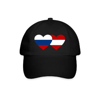Russia Austria Flag Heart - Baseball Cap - black/black - Front
