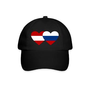 Austria Russia Flag Heart - Baseball Cap - black/black - Front
