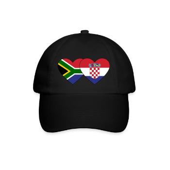 Südafrika Kroatien Flagge Herz - Baseballkappe - Schwarz/Schwarz - Vorne