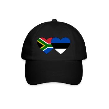 Südafrika Estland Flagge Herz - Baseballkappe - Schwarz/Schwarz - Vorne