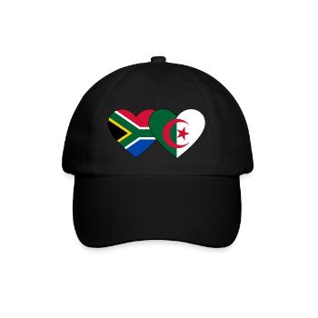 Südafrika Algerien Flagge Herz - Baseballkappe - Schwarz/Schwarz - Vorne