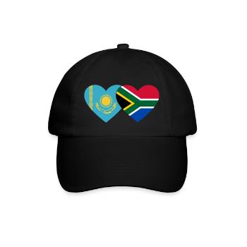 Kasachstan Südafrika Flagge Herz - Baseballkappe - Schwarz/Schwarz - Vorne