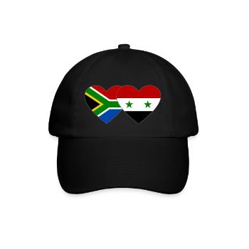 Südafrika Syrien Flagge Herz - Baseballkappe - Schwarz/Schwarz - Vorne