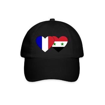 France Syria flag heart - Baseball Cap - black/black - Front