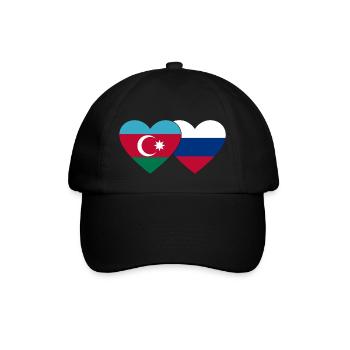 Azerbaijan Russia Flag Heart - Baseball Cap - black/black - Front