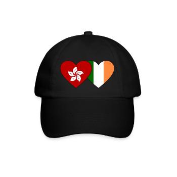 Hongkong Irland Flagge Herz - Baseballkappe - Schwarz/Schwarz - Vorne
