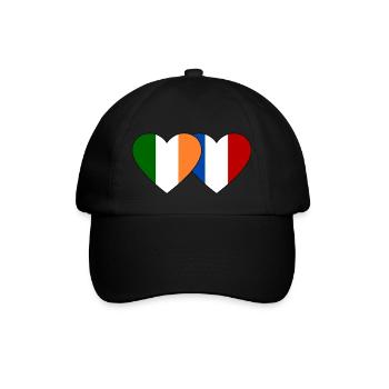 Ireland France Flag Heart - Baseball Cap - black/black - Front