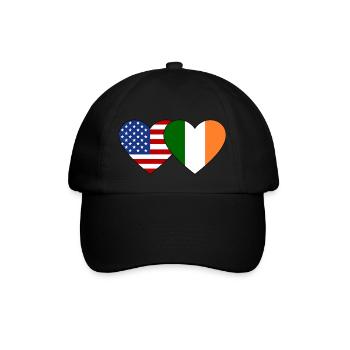 USA Irland Flagge Herz - Baseballkappe - Schwarz/Schwarz - Vorne