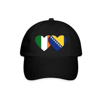Irland Bosnien Flagge Herz - Baseballkappe - Schwarz/Schwarz - Vorne