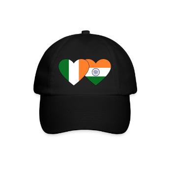 Irland Indien Flagge Herz - Baseballkappe - Schwarz/Schwarz - Vorne