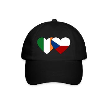 Irland Tschechien Flagge Herz - Baseballkappe - Schwarz/Schwarz - Vorne