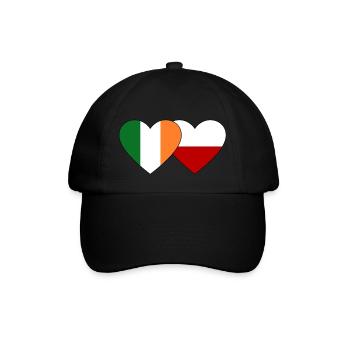 Ireland Poland Flag Heart - Baseball Cap - black/black - Front