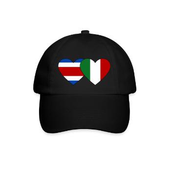 Costa Rica Italy Flag Heart - Baseball Cap - black/black - Front