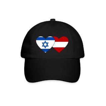 Israël Autriche drapeau coeur - Casquette classique - noir/noir - Devant