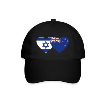 Israel New Zealand Flag Heart - Baseball Cap - black/black - Front