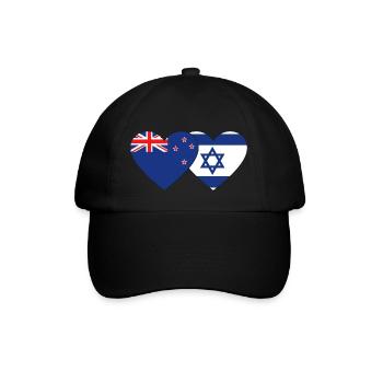 Neuseeland Israel Flagge Herz - Baseballkappe - Schwarz/Schwarz - Vorne
