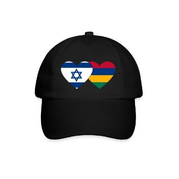 Israel Mauritius Flagge Herz - Baseballkappe - Schwarz/Schwarz - Vorne