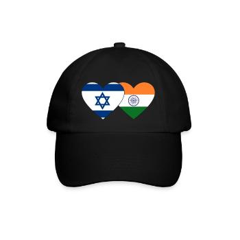 Israel Indien Flagge Herz - Baseballkappe - Schwarz/Schwarz - Vorne
