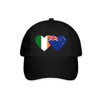 Irland Neuseeland Flagge Herz - Baseballkappe - Schwarz/Schwarz - Vorne