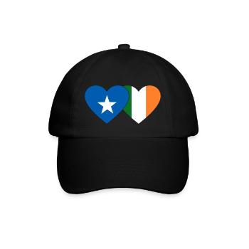 Somalia Irland Flagge Herz - Baseballkappe - Schwarz/Schwarz - Vorne