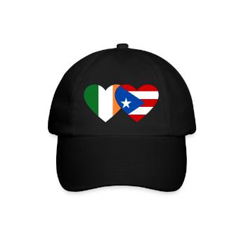 Irland Puerto Rico Flagge Herz - Baseballkappe - Schwarz/Schwarz - Vorne