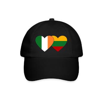 Irland Litauen Flagge Herz - Baseballkappe - Schwarz/Schwarz - Vorne